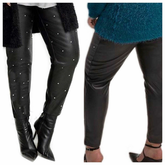 Michel Studio Faux Leather Studded Leggings - Picture 3 of 4